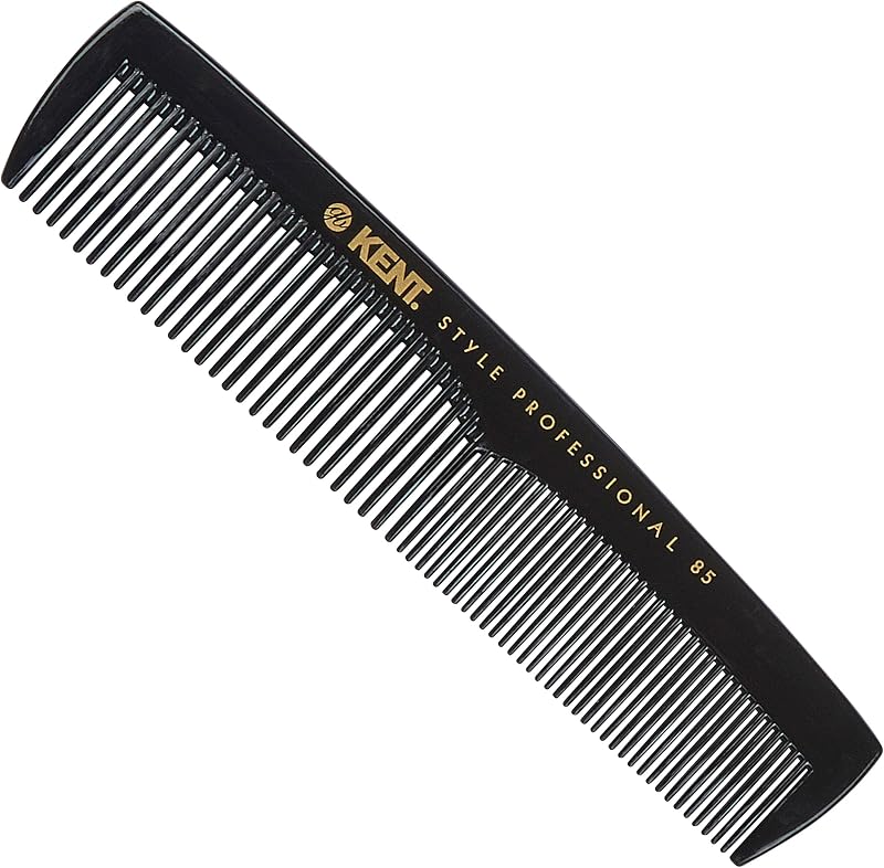 KENT 128mm Men's Pocket Comb SPC85 Hard Rubber Detangling Styling Dual Tooth