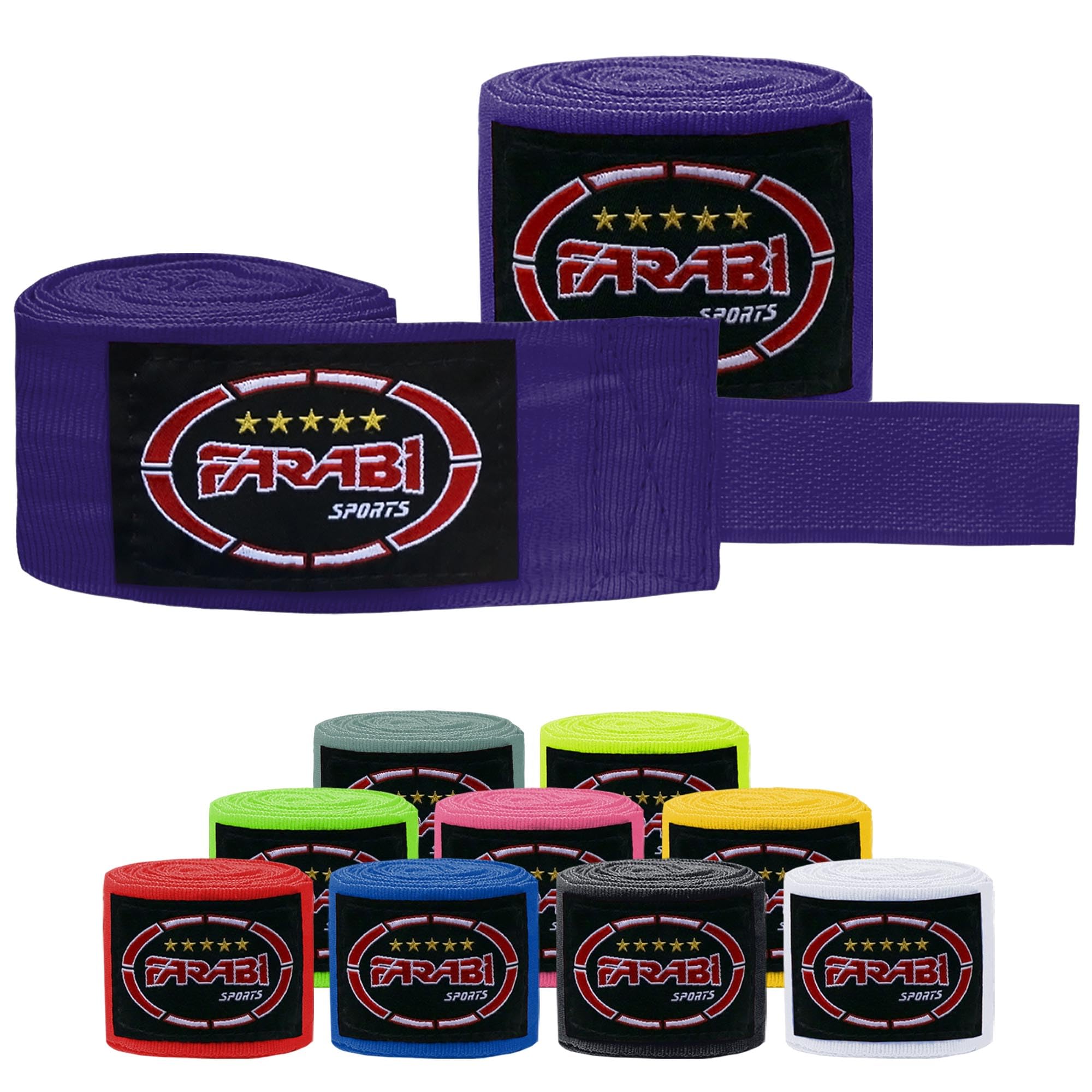 Farabi Sports Adult Boxing Hand wraps 4 Meters Long Boxing Wraps with Pair for MMA, Muay Thai, Training, Kickboxing and Combat Sports (Purple)