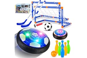 NEUBSAW 4-in-1 Hover Soccer Ball Hockey & Bowling Set, LED Air Floating Sports Toy for Indoor Outdoor Play for Kids Ages 3-12, Birthday for Boys Girls Toddlers