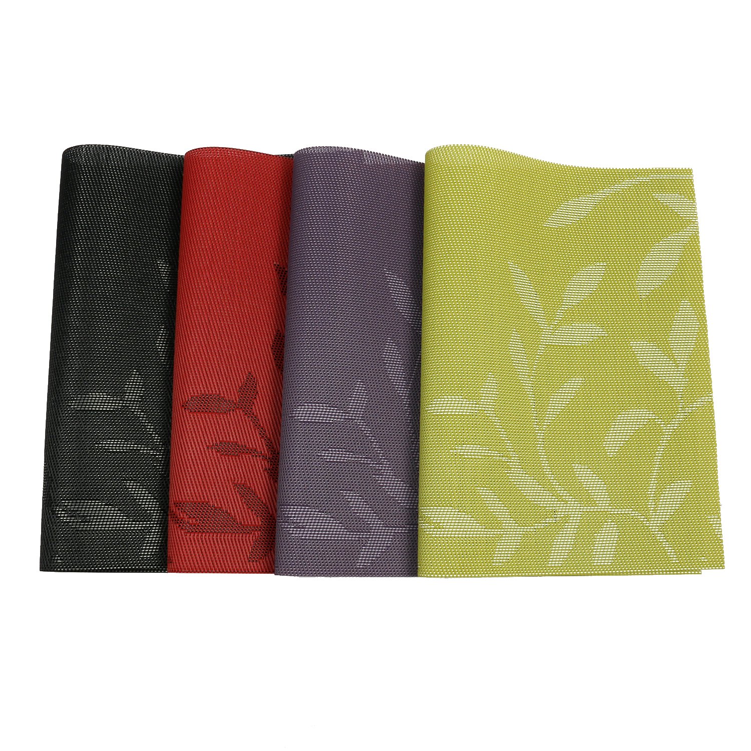Set of 6,Woven Vinyl PVC Washable Placemats Dining Green Table Place