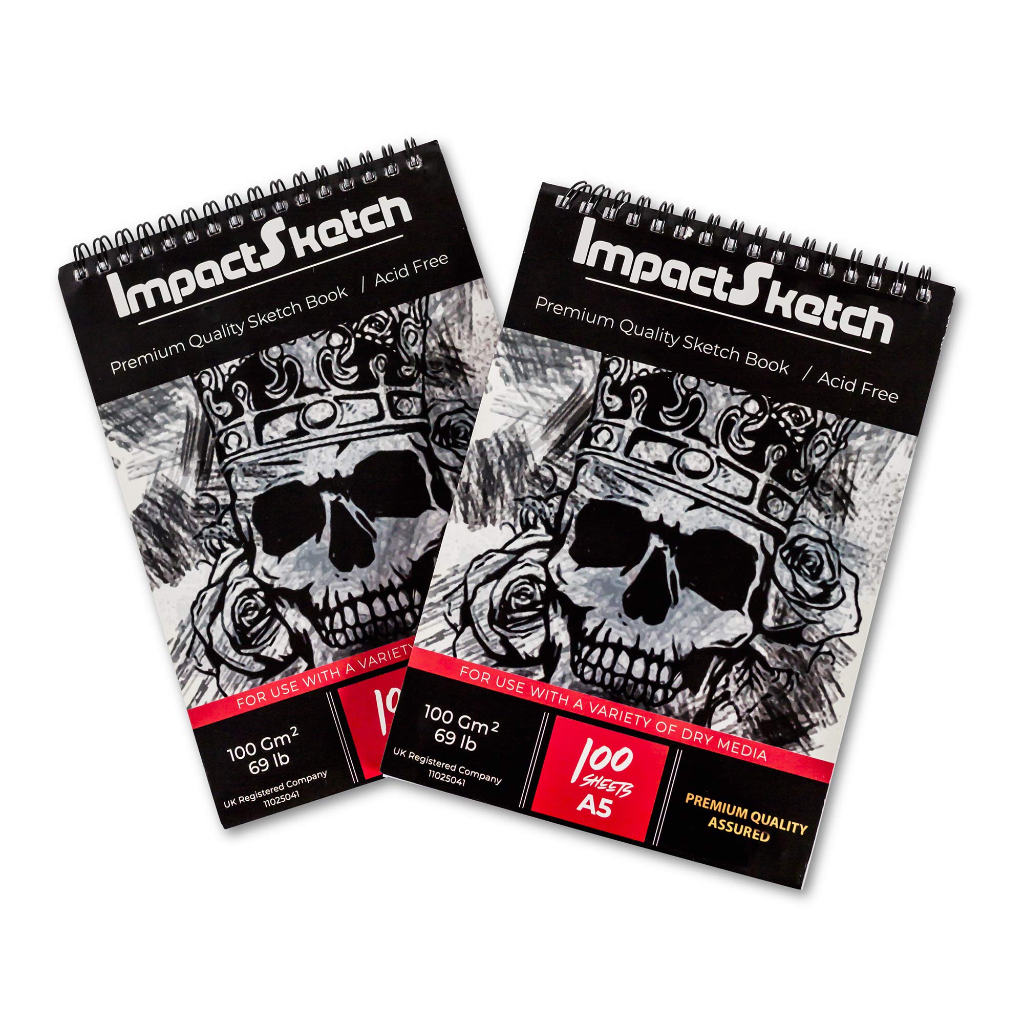 ImpactSketch Drawing Sketch Pad Set | Includes 1 x A4 & 1 x A5 100 Sheets Dry Media Sketchpad | Thickness 100GSM 69lb | Premium Quality Paper for Professional or Beginner Use (A4+A5)