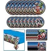 Unique Marvel's Avengers Movie Dinnerware Bundle Officially Licensed by Unique | Plates, Napkins, Tablecover | Great for Kids Birthday Party, Superhero Themed Event