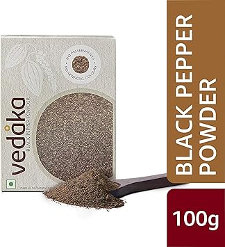 Amazon Brand-Vedaka Black Pepper (Kali Mirch) Powder, 100g