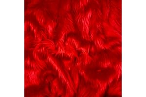 Barcelonetta | Faux Fur Fabric | by The Yard | 60" Wide Roll | Fur Fabric for DIY Projects, Craft Supply, Costume, Decoration, Upholstery, Plush Furry Material (Red, One Yard)