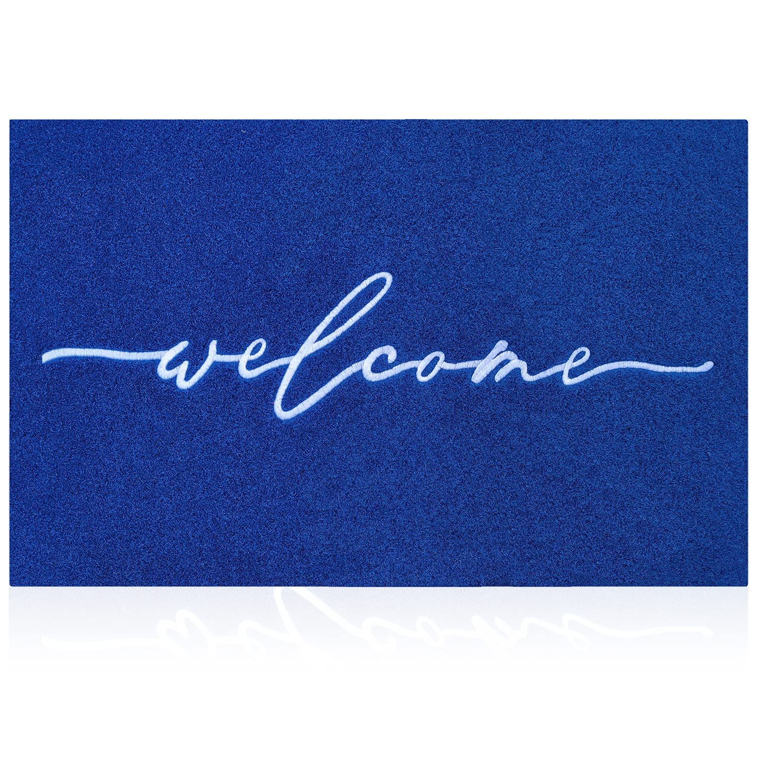 AAZZKANG Blue Door Mat Outdooor Welcome Doormat with Non Slip Rubber Backing Indoor Mat Easy to Clean Outside Inside Door Mats for Entryway,High Traffic Areas