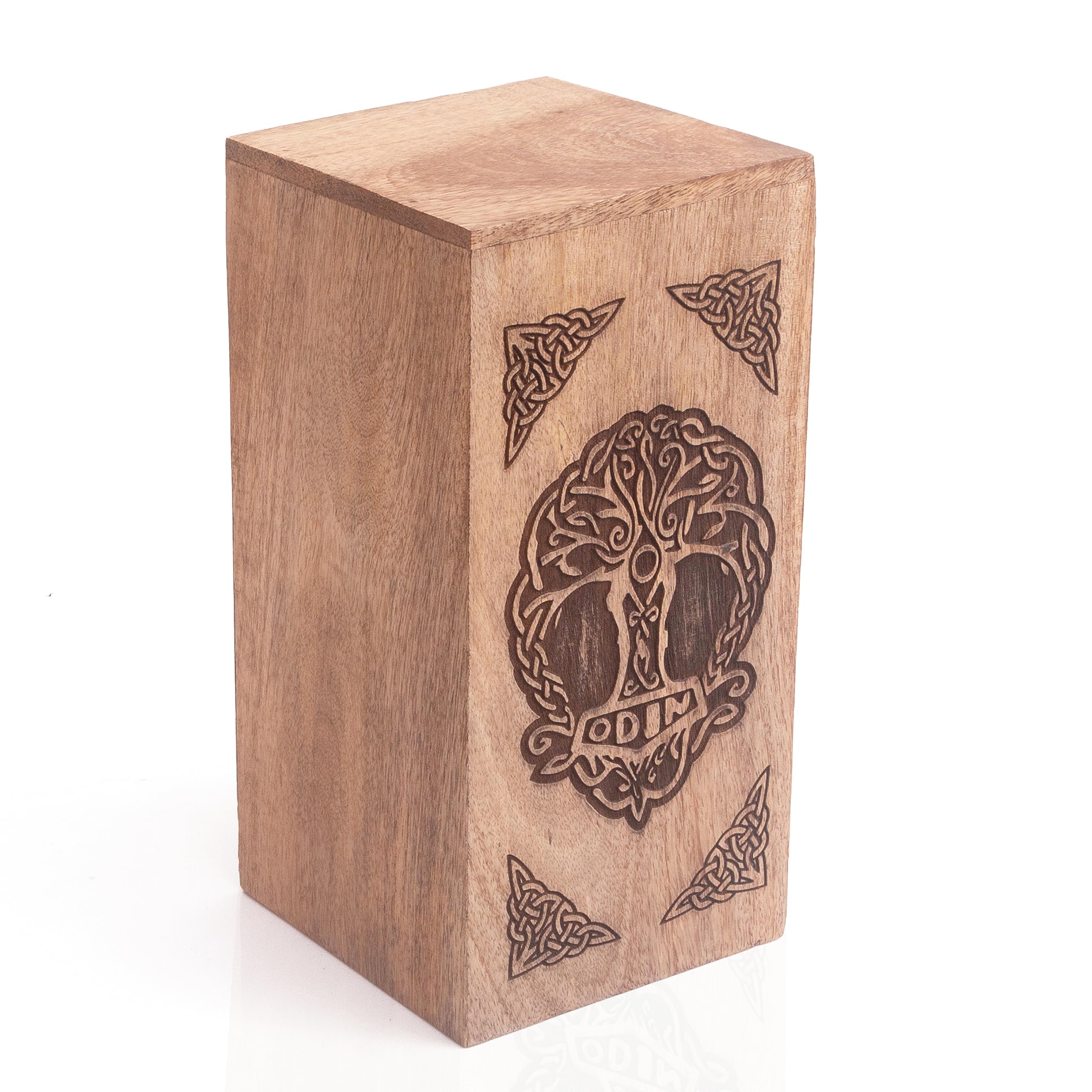 Beautifully Hand Engraved Wooden Urn Box For Human Ashes Funeral Cremation Burial Casket Keepsake Ash Scatter Box Male Female Adult Tree Of Life Decor Lifelong Memorial Columbarium 12 x 12 x 25 cms