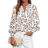 MASCOMODA Womens Boho Floral Long Sleeve Tops Spring Fashion 2026 V Neck Loose Chiffon Work Blouses Dressy Casual Shirts