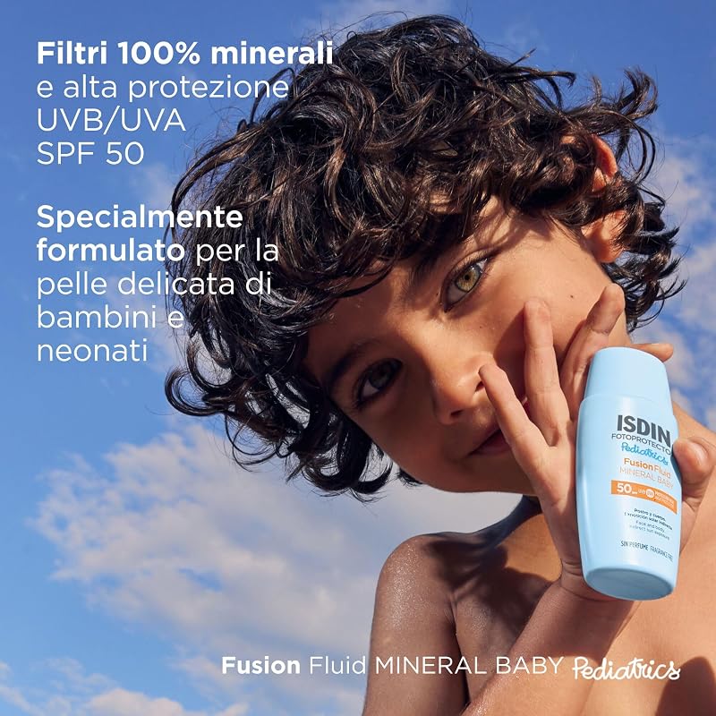 Pediatrics Fusion Fluid Mineral Baby SPF 50 (50 ml) | Fotoprotrettore per Bambini dai 6 Mesi | Filtri 100% físici | Adatto per Tutte le Tipologie di Pelle