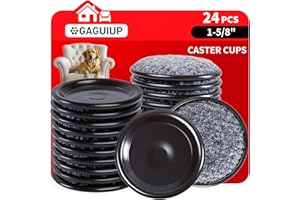 GAGUIUP 1 5/8" Round Carpet Bottom Furniture Caster Cups, Reusable Furniture Sliders for Hardwood Floors,Felt Furniture Pads Coasters to Protect Tile or Laminate Floors from Scratches, Brown/Gray (24 Pack)