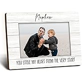 Foyoulame Nephew Gifts Picture Frame 4x6, To My Nephew Gifts from Aunt Wooden Picture Frame, NephewsGifts from Uncle Aunt Auntie, You Stole My Heart Decorative Photo Frames for Table Desk Decor