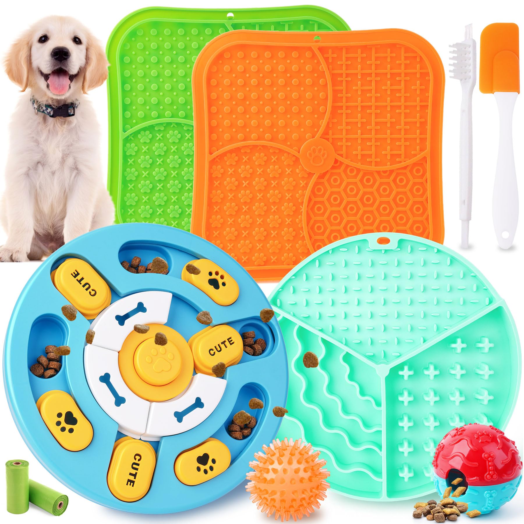 Photo 1 of Forfon 10 Pack Complete Dog Puzzle Toys Set-Dog Lick Mat & Feeding Bowl with Suction Cups for Small & Medium Breeds,Enrichment Toys for IQ Training & Mentally Stimulating