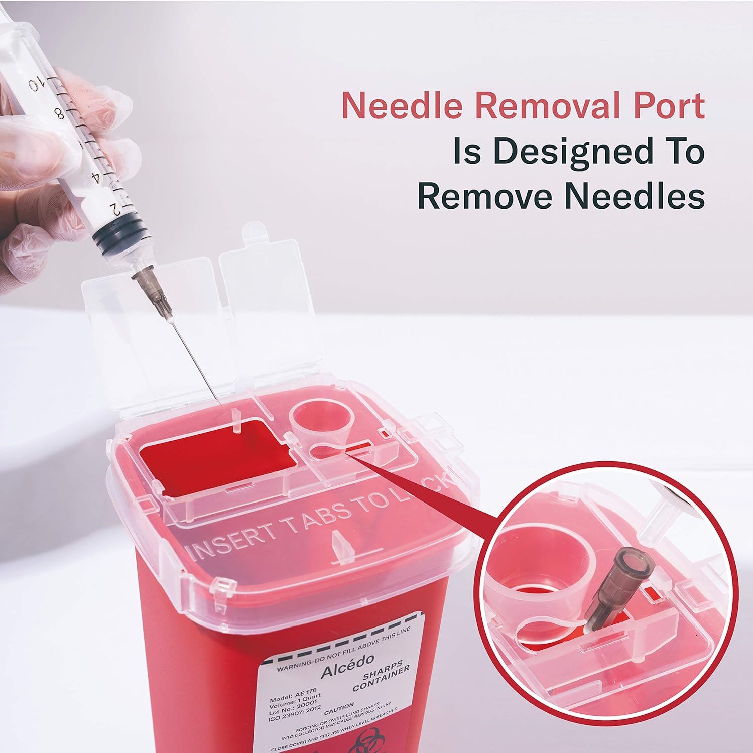 Alcedo Sharps Container for Home Use and Professional 1 Quart (3-Pack) | Biohazard Needle and Syringe Disposal | Small Portable Container for Travel: Industrial & Scientific