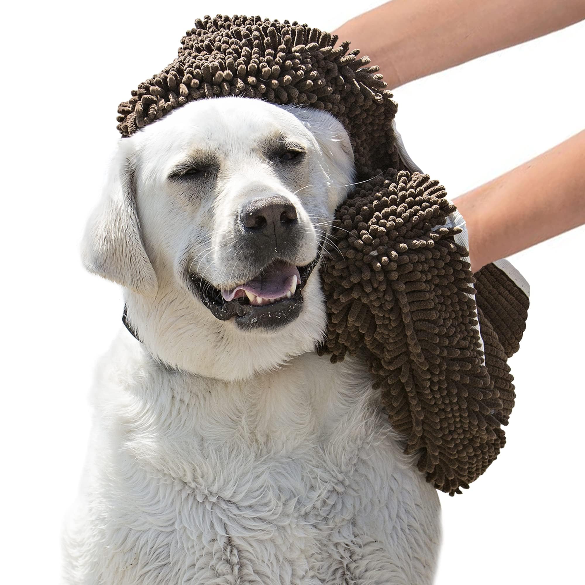 Soggy Doggy Super Shammy Dark Chocolate One Size 31-inch x 14-inch Microfiber Chenille Dog Towel with Hand Pockets