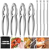 8 Pcs Lobster Crackers and Picks Set, Crab Leg Cracker Tools, Stainless Steel Seafood Crackers & Forks Nut Cracker Set for Eating Stake Support