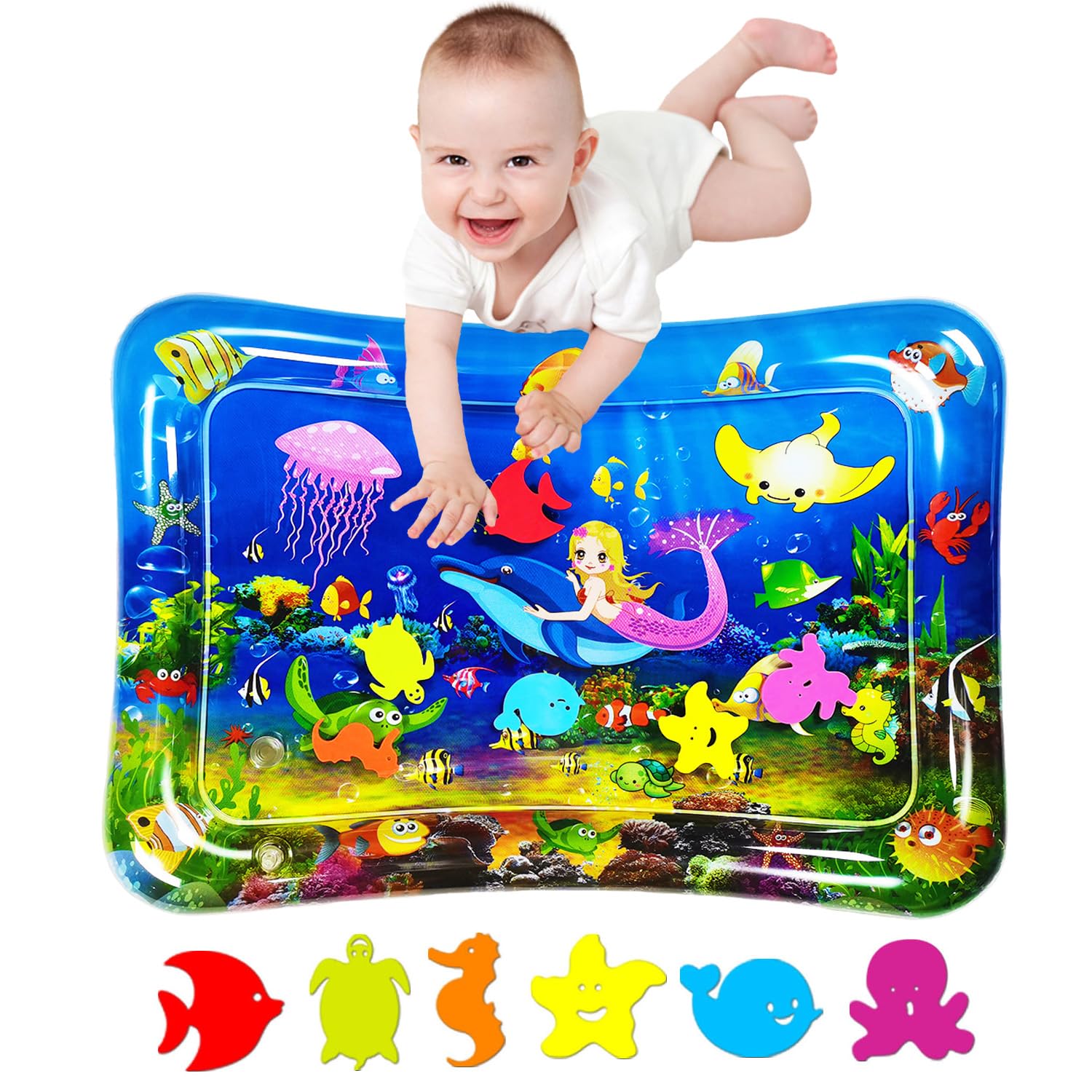 Photo 1 of Water mat Infant Toys, Inflatable Tummy Premium Water mat Baby and Toddlers is The Perfect Fun time Play Activity Center Your Baby's Stimulation Growth ?27.5x20 in).