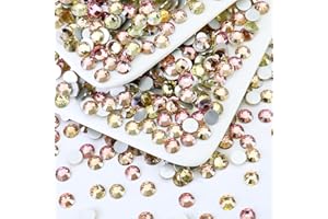 Briskbloom 1440PCS SS3 Crystal Glass Flatback Rhinestones, Round Flat Back Crystal Gems for Nail Art and Craft Clothes, Glue Fix Diamond Stones Pink Champagne (1.3-1.4mm)