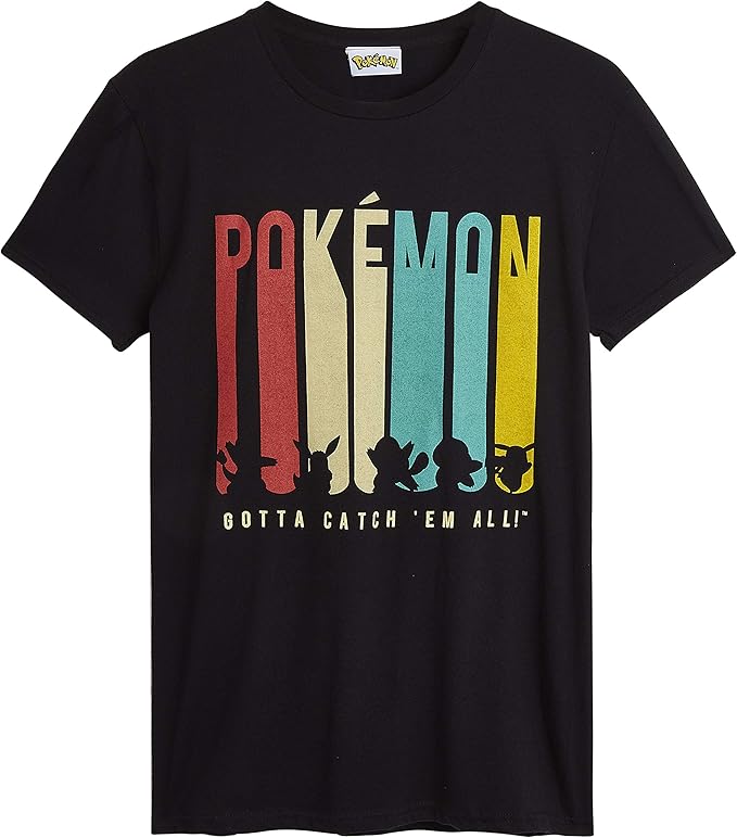 Pokémon Tee Shirt Homme 100 Coton, Tshirt Adulte Noir Pikachu, Évoli