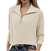 Flamingals Long Sleeve Zipper Shirt Tops for Women Ring Half Zip Deep Collared V Neck Casual Low Cut Tunic Tops Fall Fashion