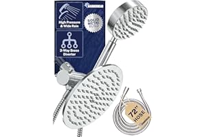 HammerHead Showers® Solid Metal Dual Shower Head Combo – Chrome – 8 Inch Rainfall High Flow Shower Head & Handheld Shower Hea