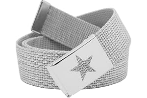Build A Belt Girl's Star 1.25" Wide Flip Top Belt Buckle with Canvas Web Belt