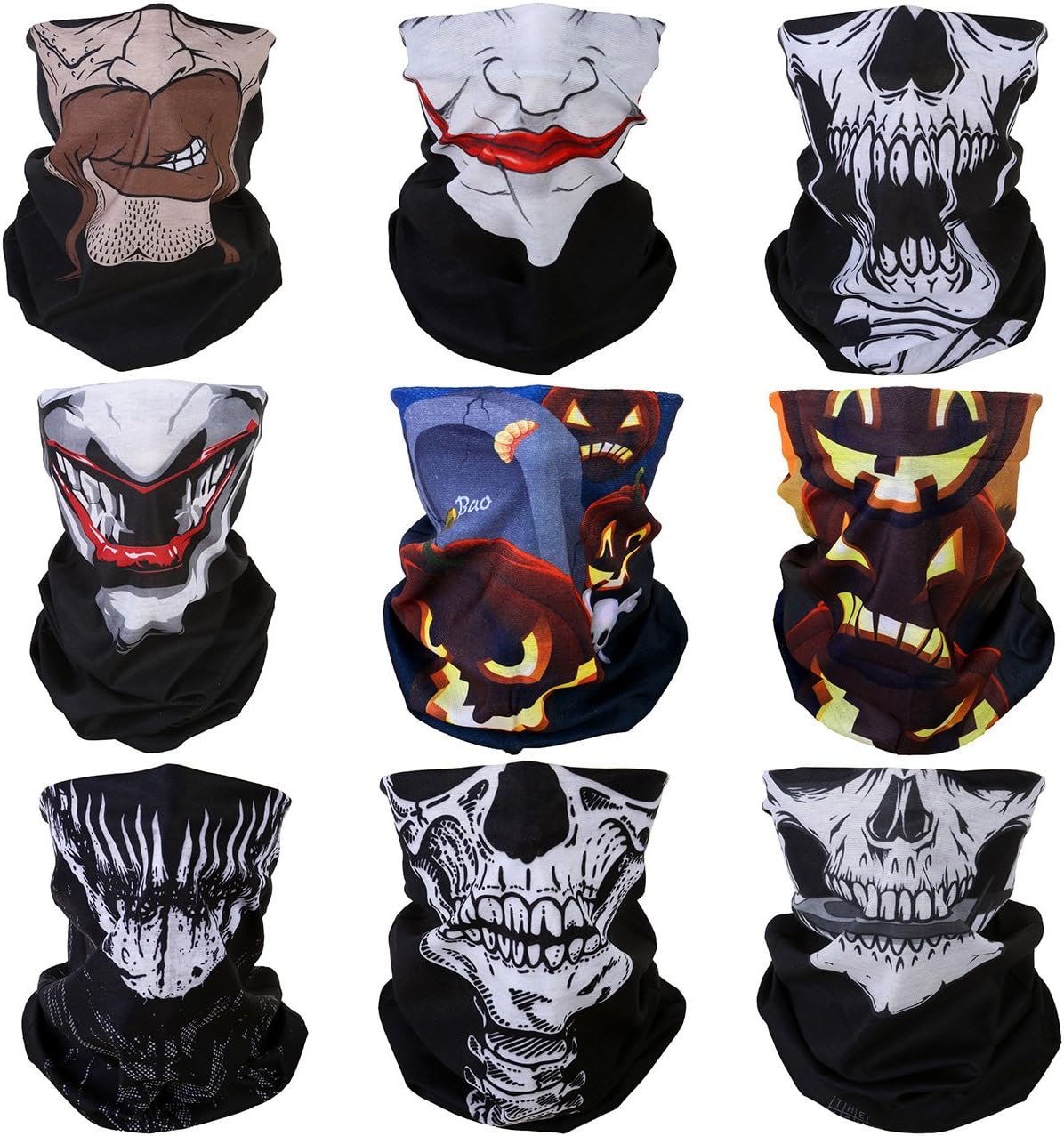 GraceMe 8PCS 9PCS Multifunction Magic Motorcycle Outdoor Sport Seamless Colorful Tube Half Face Mask Wrap Headband Scarf