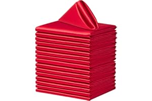 Counfeisly 16 Pack Square Satin Dinner Napkins, 17x17 Inches Silky Soft Smooth Table Cloth Napkins for Restaurant Weddings Banquet Party Decoration, Red