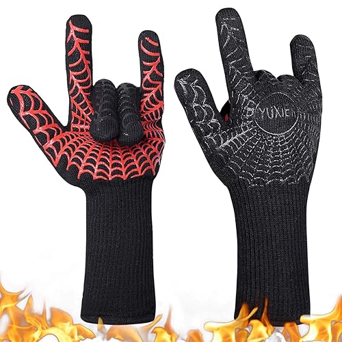 Yuxier Oven Gloves, Hot BBQ Grill Gloves,1472°F Oven Mitts for