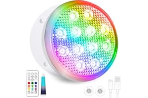 TEPENAR Rechargeable Submersible Led Lights: Pool Lights with Remote Battery Operated Pumpkin Lights 16 Color Changing Magnetic Jack O Lantern Light for Bathtub Halloween Decor 1Pack