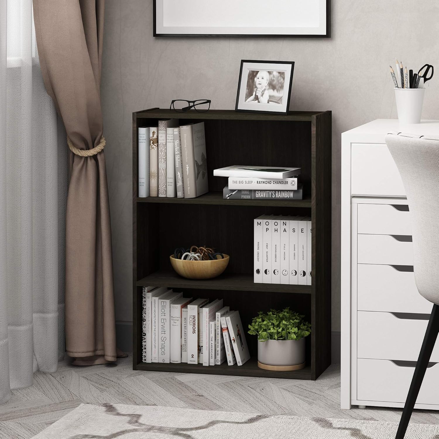 Furinno Pasir 3-Tier Open Shelf, Espresso: Furniture & Decor