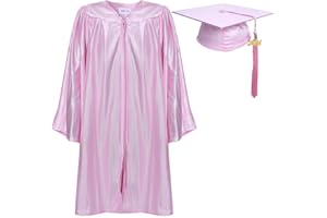 Newrara Unisex Shiny Kindergarten Graduation Gown Cap with Tassel (30, Pink)