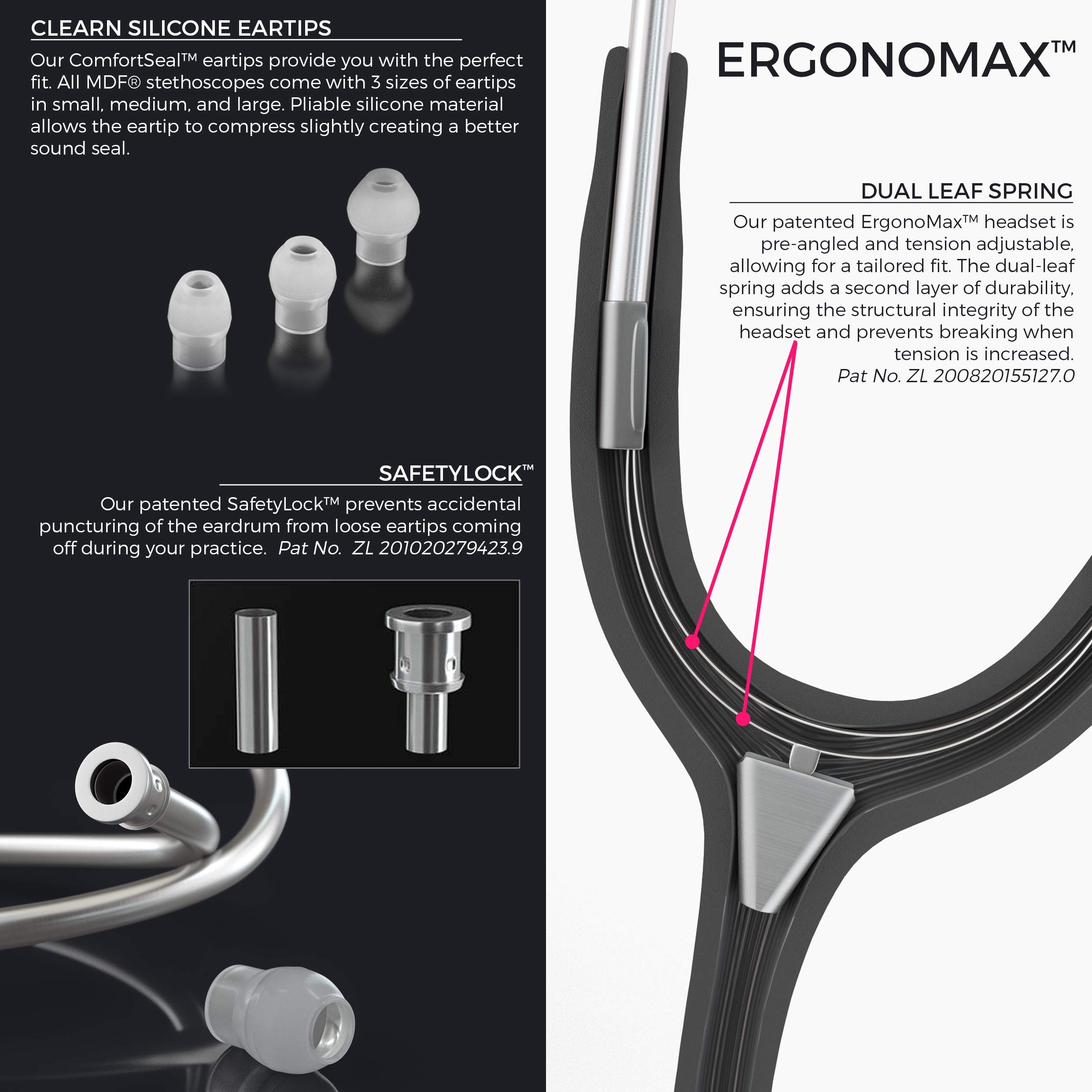 MDF Rose Gold ProCardial Cardiology Stethoscope + MDF Stethoscope Hard