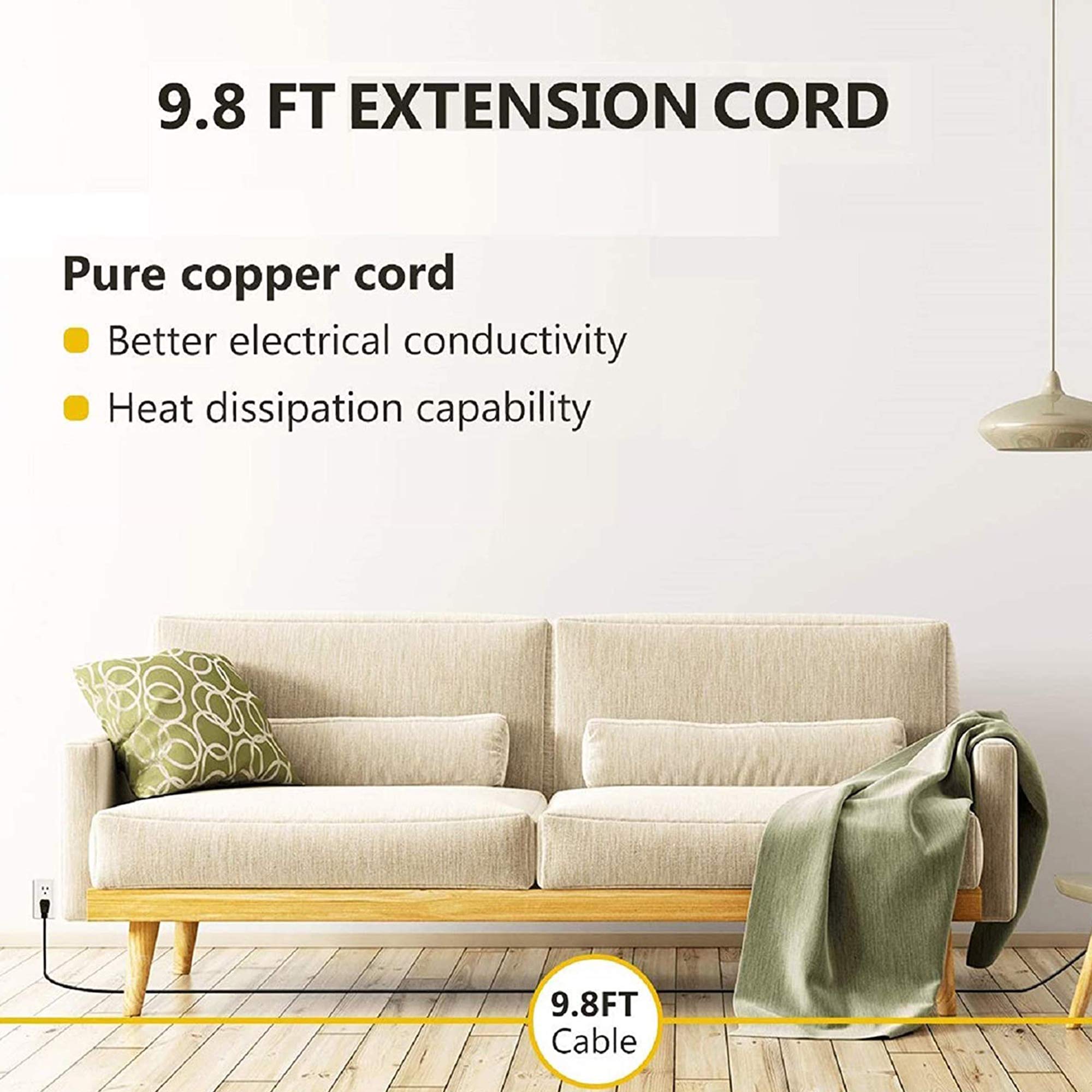 Power Strip Surge Protector, SUPERDANNY 10Ft Heavy Duty Extension Cord with 6 Outlets and 4 USB Ports(1875W/15A), Flat Plug, Universal Voltage 110-240V for Home Office Dorm, Light Wood Grain