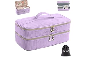 ELCUPA Double-layer Hair Tools Travel Case with Black Hair Dryer Bag with Detachable Divider compatible with Shark FlexStyle/SmoothStyle - Flat Curling Iron Travel Organizer