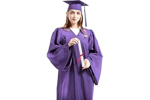 GRADWYSE Bachelor Graduation Cap & Gown 2024 Year Charm Included for College or High School Graduates (54" (Fit 5'9"~5'11"), Purple)