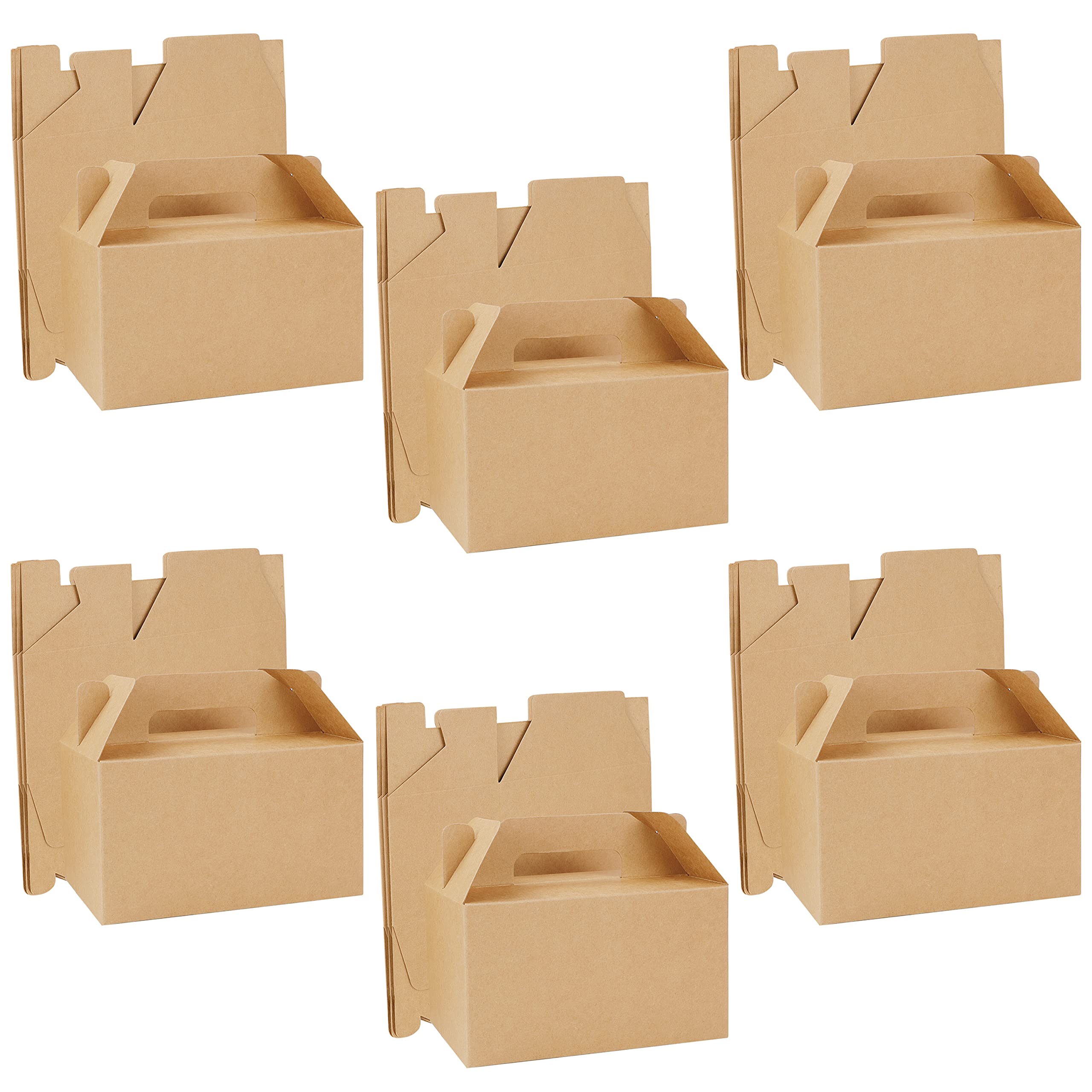 Belle Vous 24 Pack Brown Kraft Party Treat Favour Gift Boxes - 16 x 9 x 9cm/6.29 x 3.54 x 3.54 inches - Plain Loot Goodie Gable Bags for Kids Birthdays, Food, Baby Shower & Weddings