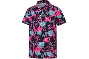 Cuddomper Boys Polo Shirts Hawaiian Golf Clothes Fashion Short Sleeve Kids Cool School Uniform 5-14T