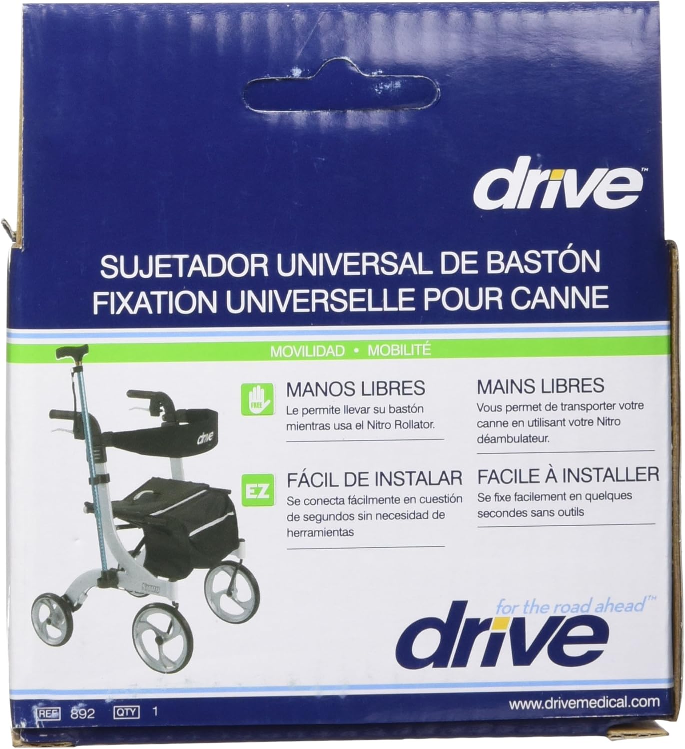 Drive Medical Nitro Rollator Cane Holder, Black, 2.9 Inch (Pack of 1): Health & Personal Care
