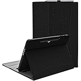SSS·GRGB Case Fit Microsoft Surface Pro 12-Inch 1st Edition 2025, Multiple Angle Viewing Portfolio Business Cover with Stylus Holder & Pocket, Compatible with Type Cover Keyboard (Black)