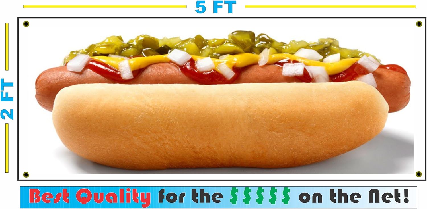 SuperSigns Hot Dog 2x5 Banner Sign Garden & Outdoor