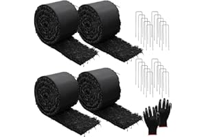 ZATOZKAR 4 Pcs Rubber Mulch for Landscaping Garden Mulch Black Roll Rubber Mulch Mat Natural-Looking Edging Border Cuttable Reduced Weed Growth Organic Soil Fertilizer Bed Liner for Garden 10 Ft Long Each 2025