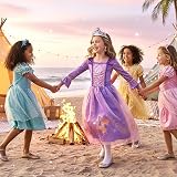 MELAND Princess Costume for Girls Purple Dress with Crown Wand Gloves (3-10) view 6