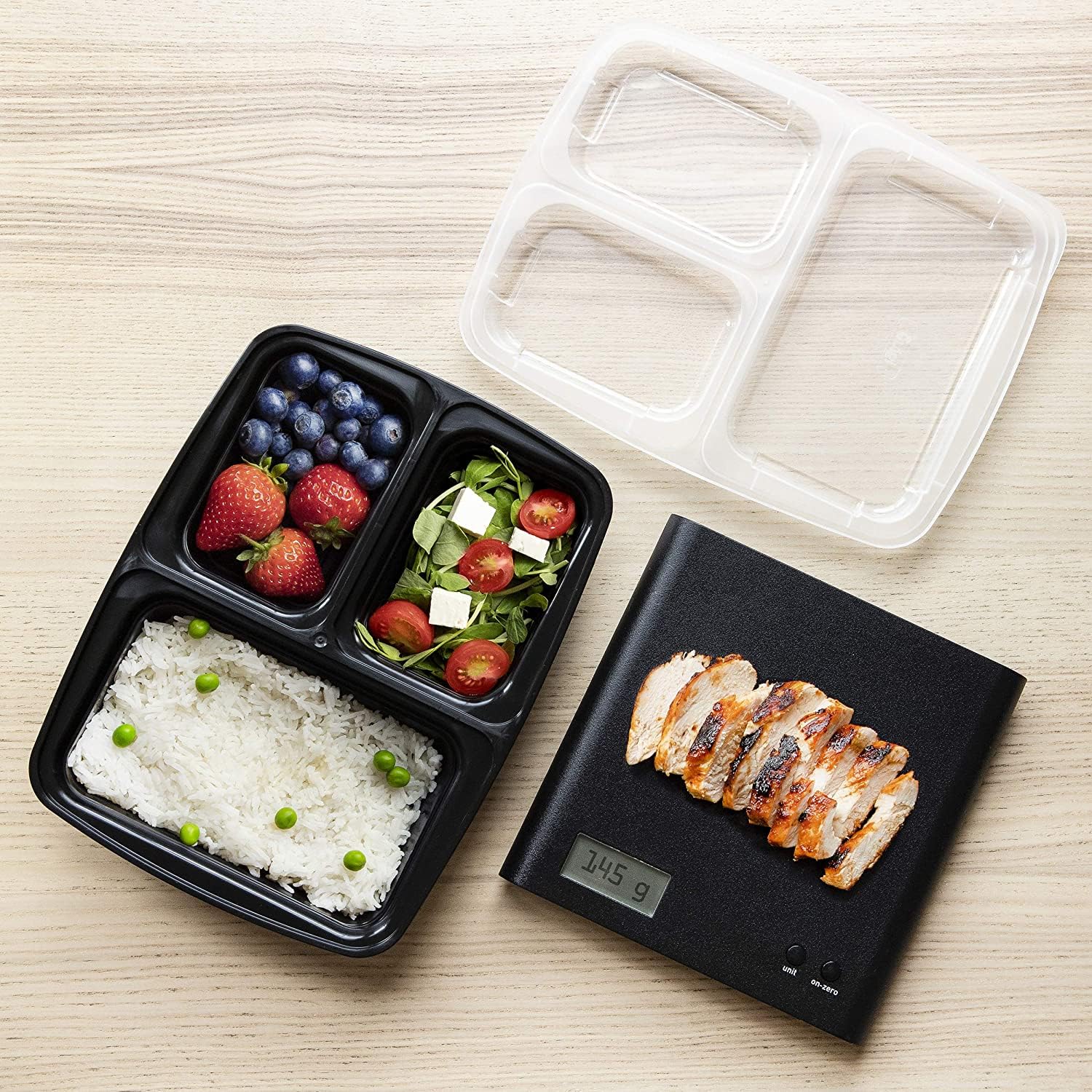 Igluu Meal Prep Boxen mit Deckel (10er-Pack) - wiederverwendbar, mikrowellen-, gefrier-, spülmaschinengeeignet, stapelbar - 946ml Fassungsvermögen - 3 großes Fach - aus BPA-freiem Kunststoff 7