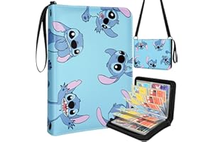 Mulafnxal 4 Pocket Card Binder 440 Double Sided Pockets - Trading Card Album Folder Collection Binder for Kids Boys Teens for Game Cards Sports Cards with Zipper Shoulder Strap,Stit