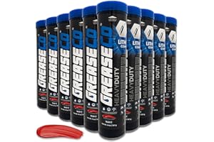 GREASECO Premium Red & Tacky Grease Tube (10-Pack Case of Cartridges) Lithium Complex NLGI 2 EP for Grease Gun | High Temp Wheel Bearing Lubricant | Tractor Automotive Axle CV Trailer Ball Hitch | HeavyDuty