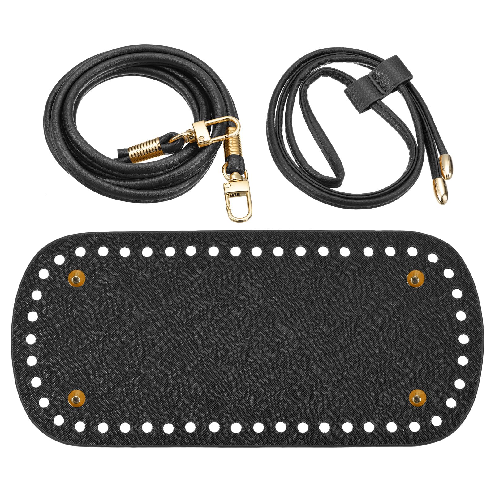 uxcell Leather Bag Backpack Making Set, 3Pcs Leather Purse Making Kit with Bag Bottom, Shoulder Strap, Drawstring for DIY Bag Making, Black