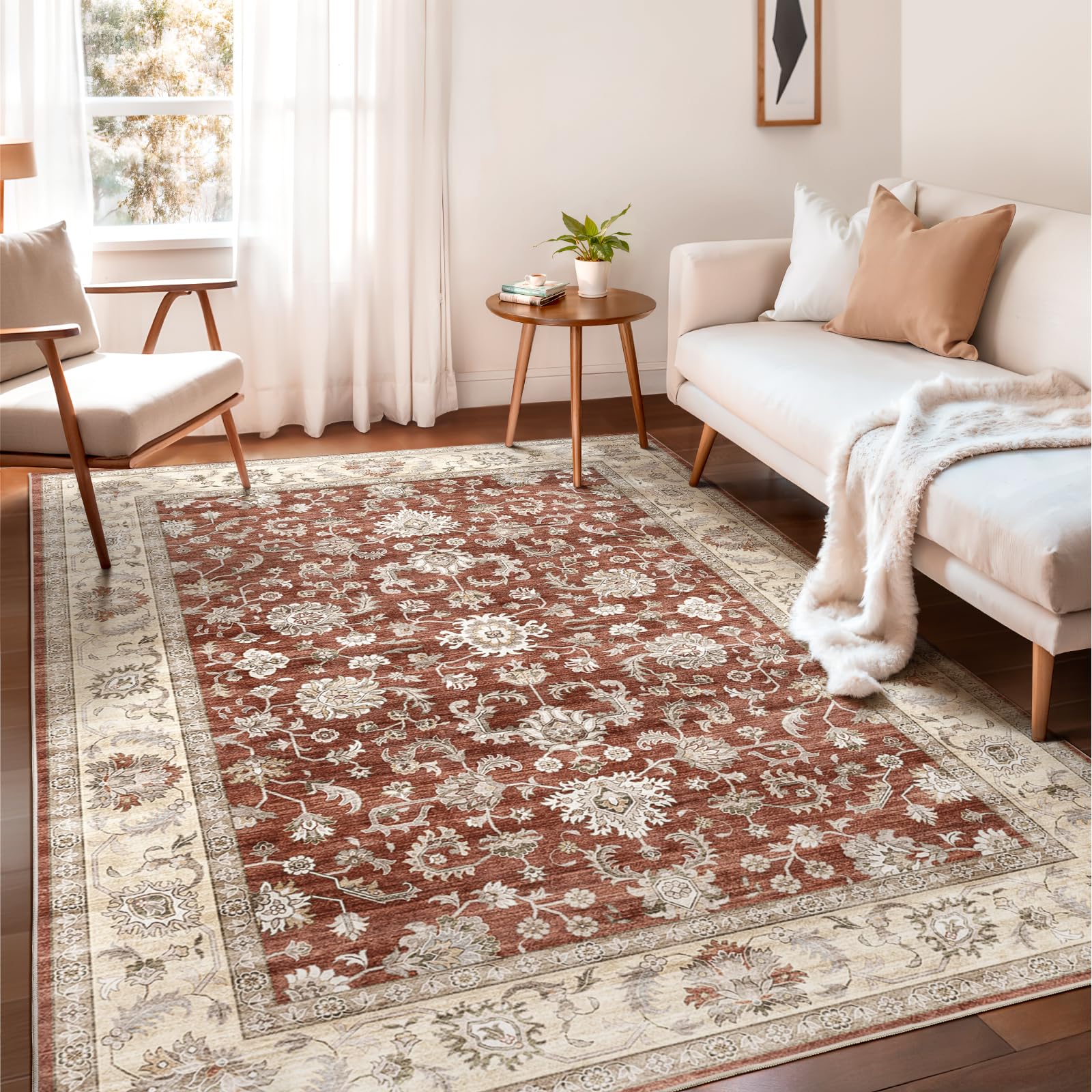 Photo 1 of WITSHOCK 5x7 Area Rugs for Living Room: Machine Washable - Non Slip Modern Abstract Rug for Bedroom Dining Room - Stain Resistant for Household - Pet Owners (Red)