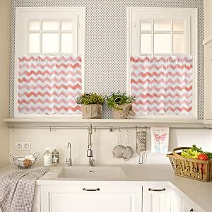 Amazon.com: Geometric Stripes Small Window Curtains Tier Curtains for  Bathroom Kitchen, 2 Panels Thermal Insulating Valance Curtains 27.5x36inch,  Short Rod Pocket Curtains, Watercolor Orange Wavy Stripes : Hogar y Cocina