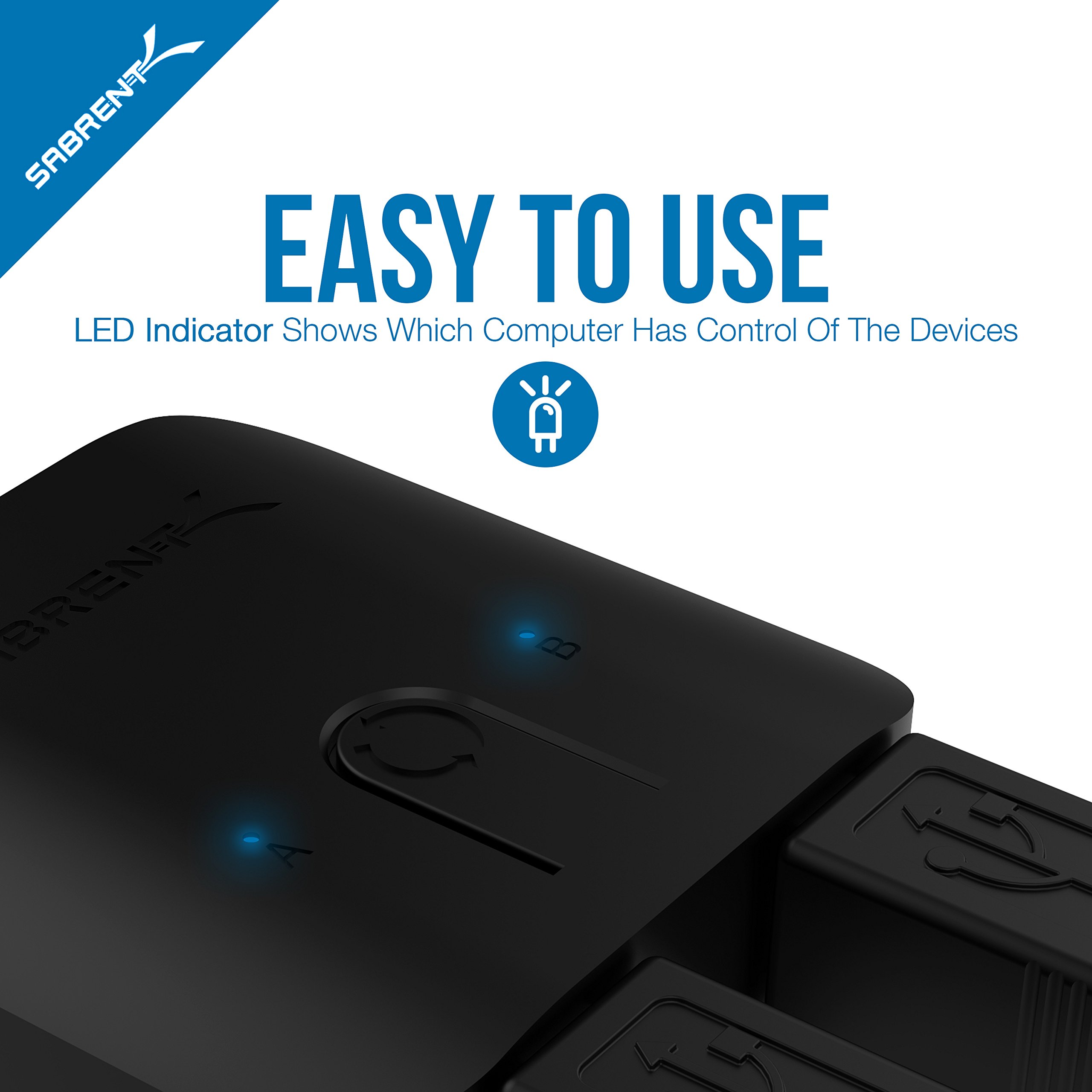SABRENT USB 2.0 Sharing Switch for Multiple Computers and Peripherals LED Device Indicators (USB-SW20)
