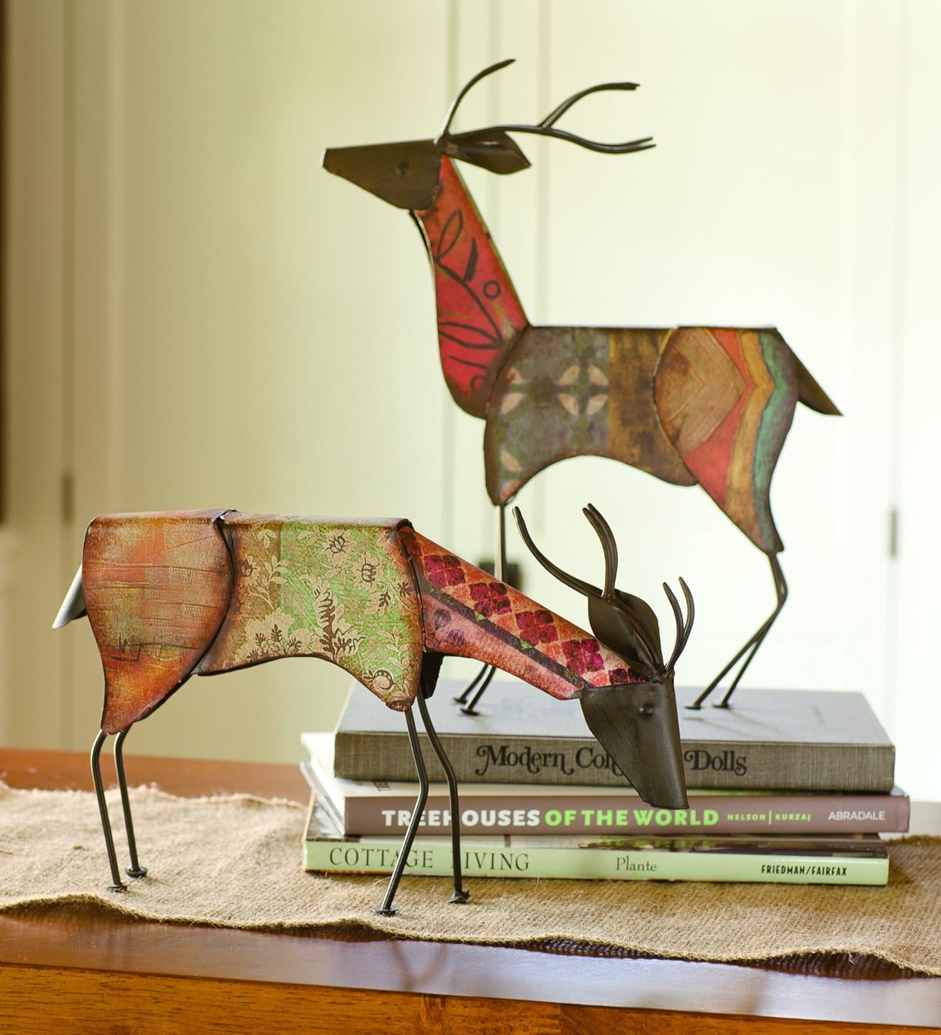 Set Of Two Metal Deer Statues Amazon.co.uk Kitchen & Home