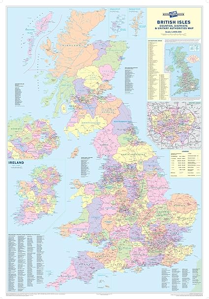 Carte Des Comtes Britanniques Supersize Carte Murale Laminee Amazon Fr Fournitures De Bureau
